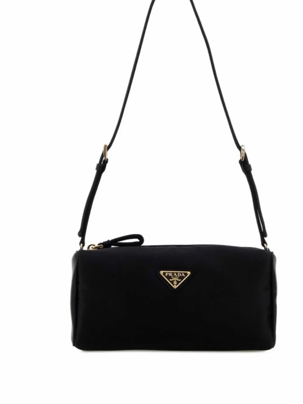 Prada Black Nylon Shoulder Pouch with Gold Logo